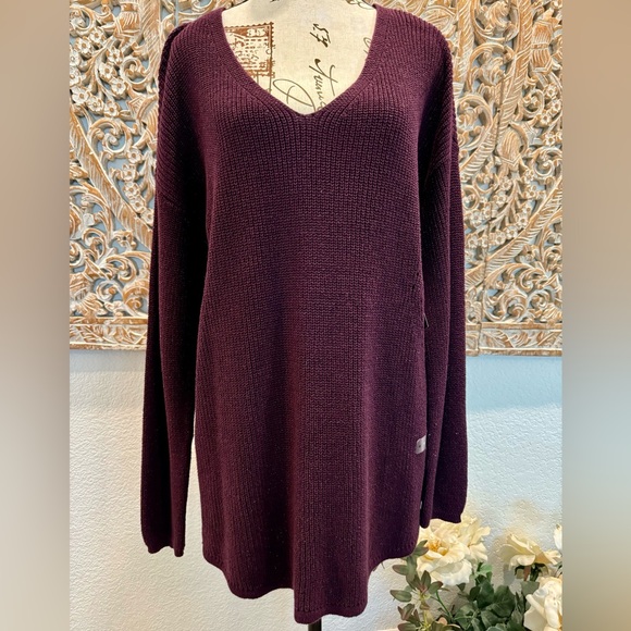 a.n.a Sweaters - a.n.a Oversized Dark Plum Cable Knit Sweater- size XL